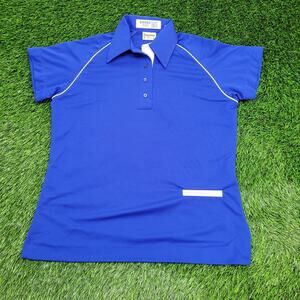 Vintage 80s King-Louie Bowling Polo Shirt Womens Large 21x26 Blue USA